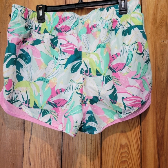 Athletic Works Pink and Yellow Tropical Print Shorts - Picture 2 of 8